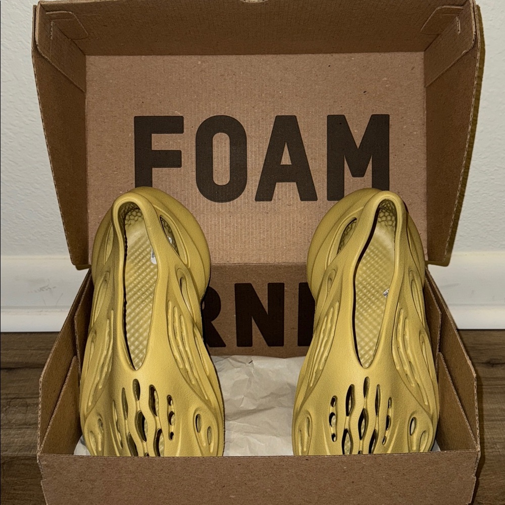 Adidas Yellow Foam Slip-Ons